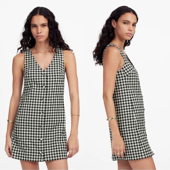 NWT MADEWELL V-Neck Mini Vest Dress in Gingham - Picture 2 of 7